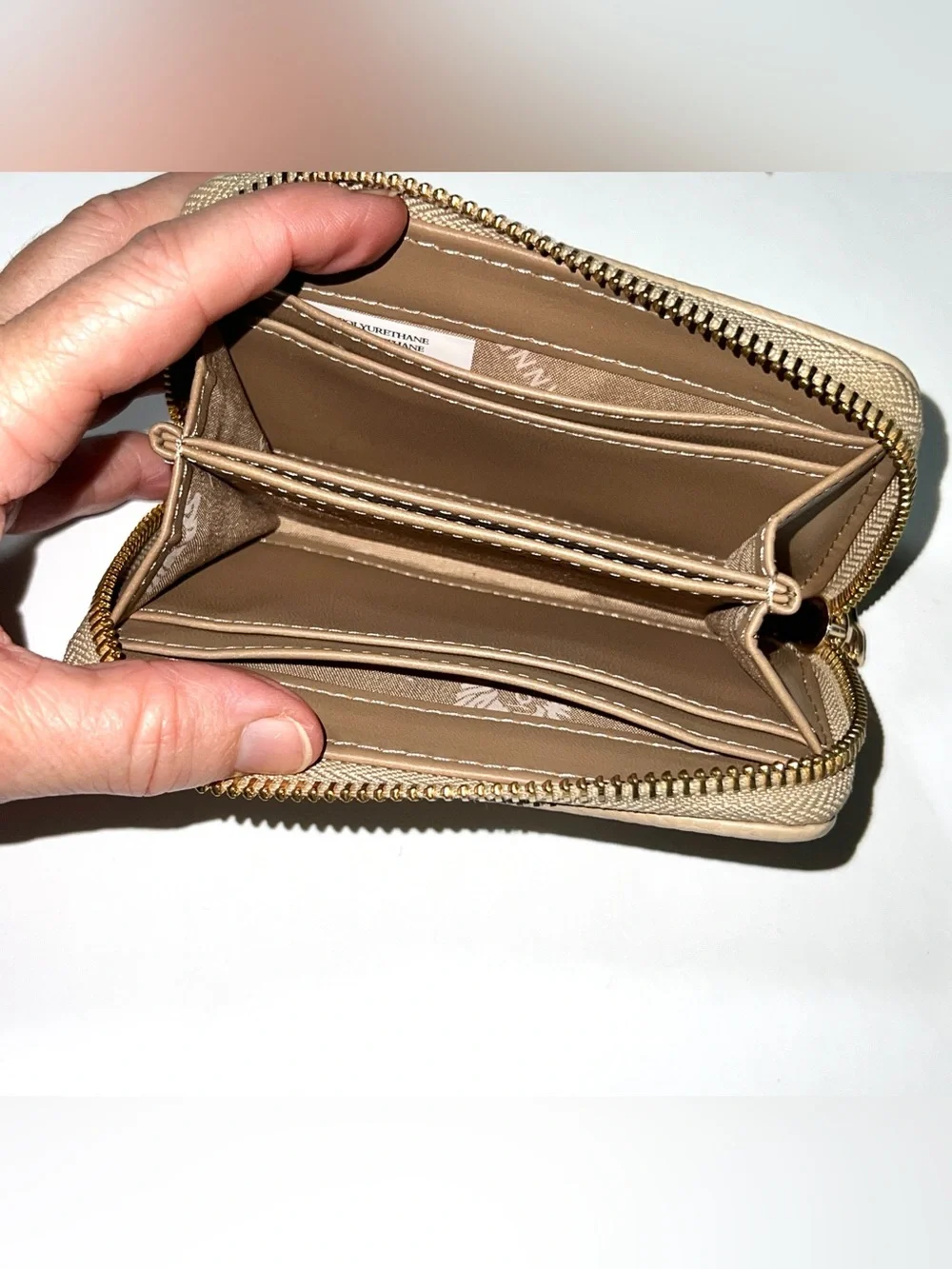 Anne Klein Pebble Leather Wallet Cream Zip Around